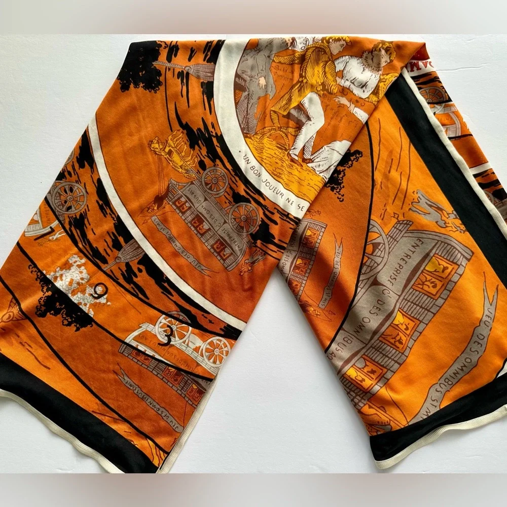Hermes Silk Jersey 38” by 35”scarf shawl wrap Jeu Des Omnibus Et Dames Blanches